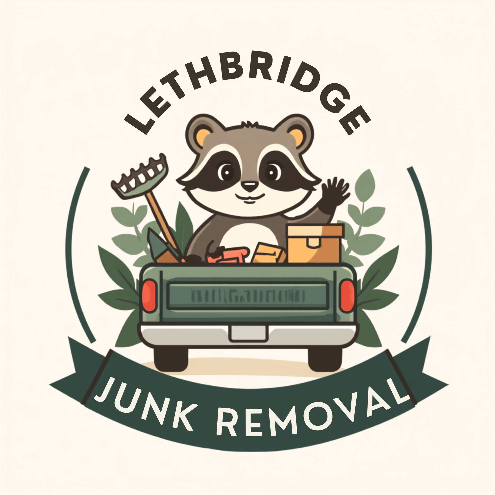 Lethbridge Junk Removal raccoon mascot